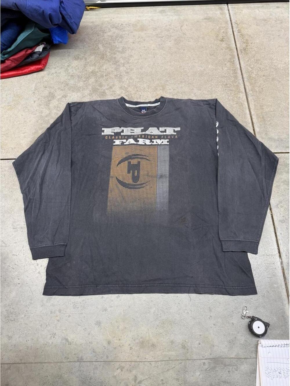 vintage phat farm faded black spell out shirt size xl